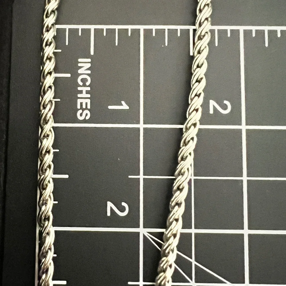 Michael Morrison MX Vtg Silver Tone Square Floral Pendant Rope‎ Chain 19